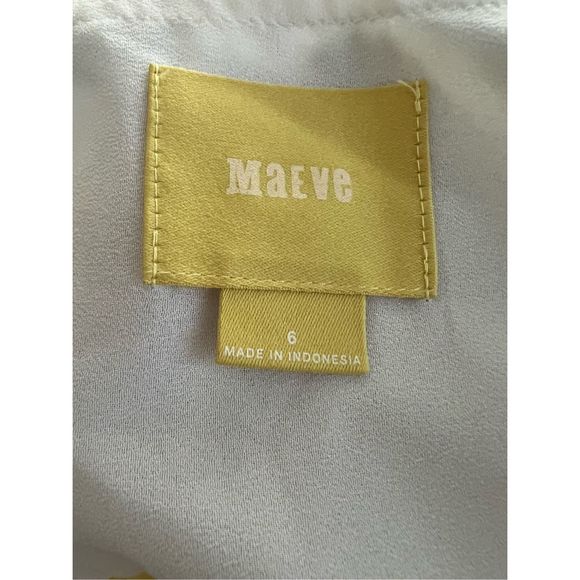 Anthropologie Maeve Citron Pleated Tank Top Yellow White Blouse - Picture 5 of 5